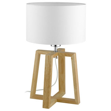 Chietino, 1-Light Table Lamp, Natural Finish, White Fabric Shade