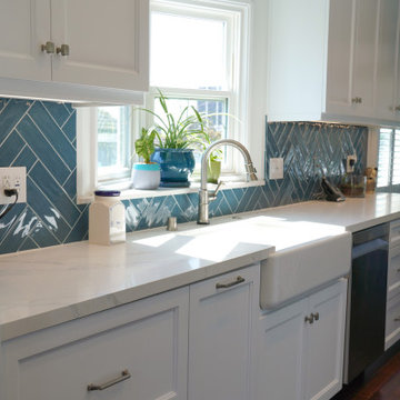 Coastal Galley Kitchen & Laundry Room Remodel