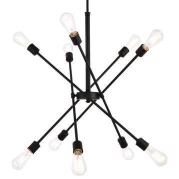 Elegant Lighting LD8003D28 Axel 10 Light 27-3/16"W Sputnik - Black