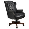 Wingback Office Chair in Black Vinyl with  and Adjustable Height