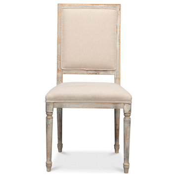 Square Back Dining Chairs Set of 2 Gray Oak Flax