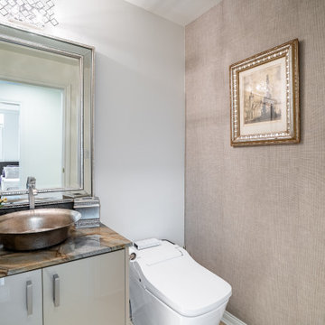 Coal Harbour Powder Room Renovation – Decorative Vessel Sink & Textured Wall Fin