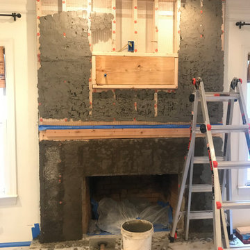 Interior Stone Fireplace Construction