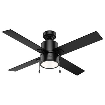 Hunter 52" Beck Matte Black Ceiling Fan With LED Light Kit and Pull Chain