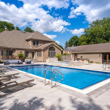 Prospect Heights Outdoor Living Project with Swimming Pool and Hot Tub