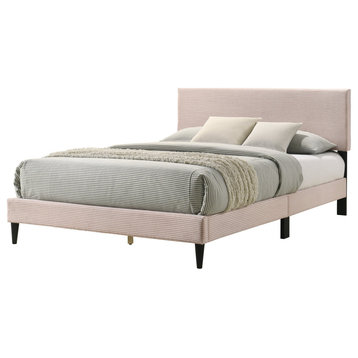 Bayson Towel Wood Frame Queen Platform Bed With Headboard, Towel Pink