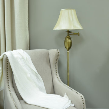 Antique Brass Swing-Arm Floor Lamp