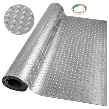VEVOR Garage Floor Mat Anti-Slide Diamond Mats, Silver, 25.2x3.6 Ft