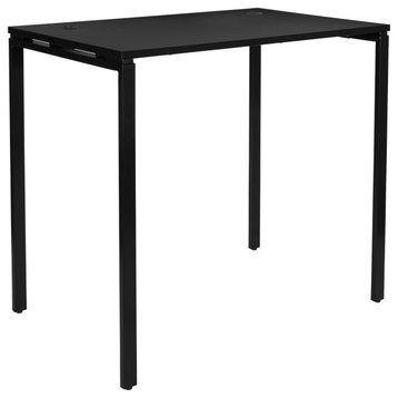 42" High Standing Desk With Black Laminate Top and Black Finish Metal Legs