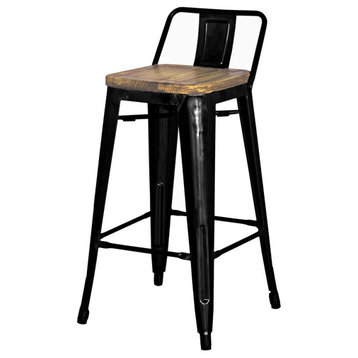 New Pacific Direct Metropolis 26" Low Back Counter Stool in Black (Set of 4)