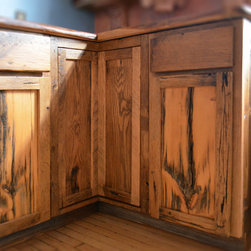 Live edge oak with rustic front facing kitchen cabinets - Kitchen Cabinetry