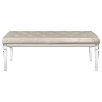 HomeRoots Champagne Toned Bench With Tapered Acrylic Legs