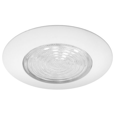 6" White Recessed ABS Lexan Shower Trim with Glass Fresnel Lens (17572)