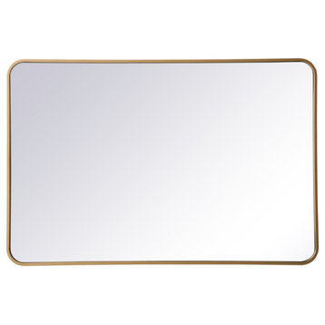 Soft Corner Metal Rectangular Mirror 28X42", Brass