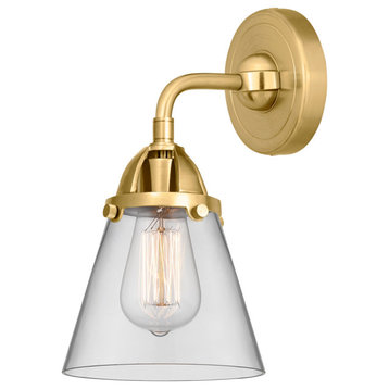 Small Cone Sconce, Satin Gold, Clear, Clear