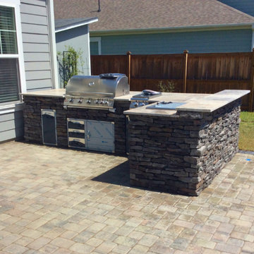 Stone Outdoor Kitchen with Paver Patio – Summerville, SC