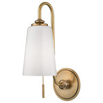 Hudson Valley - Hudson Valley Glover One Light Wall Sconce 9011-AGB - One Light Wall Sconce from Glover collection in Aged Brass finish. Number of Bulbs 1. Max Wattage 75.00. No bulbs included. Practicality and luxury merge in our versatile Glover. This sconce can be turned on and off from a wall switch or by reaching up to its working pull chain_��say, from a favorite lounge chair or from bed when done reading for the night. No UL Availability at this time.