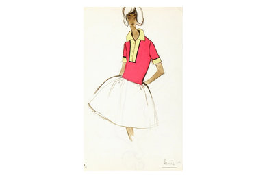 Fashion Sketch by Pierre Balmain, c. 1960