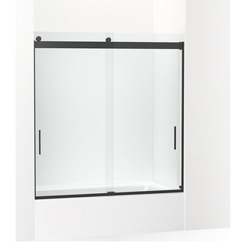 Kohler Levity Sliding Bath Door, 62" H x 56-5/8 59-5/8" W, Clear Glass, Black