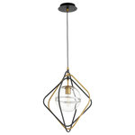 Quorum - Quorum 6802-6980 One Light Pendant, Black w Aged Brass Finish - Quorum 6802-6980 One Light Pendant, Black w Aged Brass Finish Bulbs Not Included, Number of Bulbs: 1, Max Wattage: 60.00, Bulb Type: T10, Power Source: Hardwired
