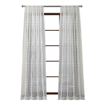 Cleopatra Cream Embroidered Sheer Curtain Single Panel, 50"x96"