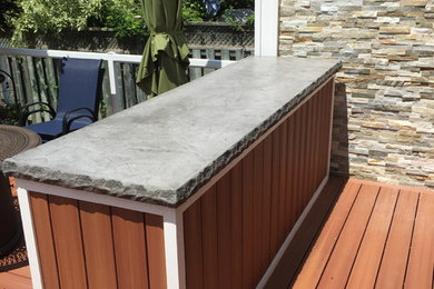 Trendy backyard outdoor kitchen deck photo in Toronto