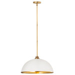 Z-Lite - Landry One Light Pendant, Matte White / Rubbed Brass - Sleek style takes on a modern look in this domed one-light pendant a perfectly versatile way to illuminate a contemporary dining room kitchen or main living area. This pendant reflects myriad motifs including farmhouse urban and industrial and brings simplicity with tasteful aesthetics. Crafted of matte white finish stainless steel its accenting rubbed brass finish edge trim down rod and canopy deliver a decadent look.