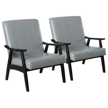 Furniture of America Kikee Wood Padded Accent Chair in Light Gray (Set of 2)