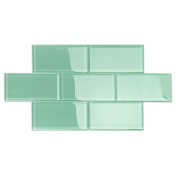 3 X 12 Lagoon Green Glass Subway Tile