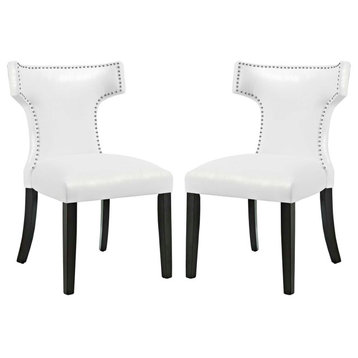 Curve Dining Chair Vinyl Set of 2, White