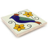 Tierra y Fuego Handmade Ceramic Tile, 4.25x4.25" Bird 3, Box of 45