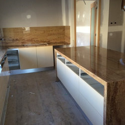 Golden Gibli Benchtop with Splash back - Kitchen Benchtops