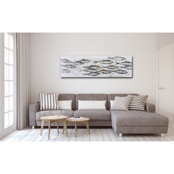 "Riding the Current I" Hand Painted Canvas Art, 20"x60"