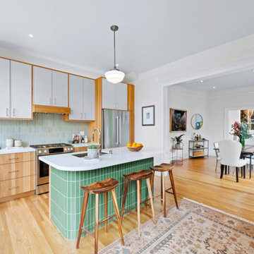 San Francisco Victorian Kitchen Remodel with Hickory & White Cabinetry