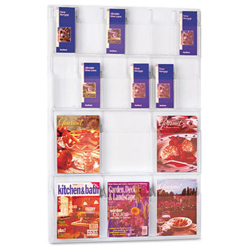 Reveal Clear Literature Displays, 18 Compartments, 30x2x45, Clear