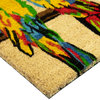 Toffee and Multicolor Parrots Coir Outdoor Doormat 18" x 30"