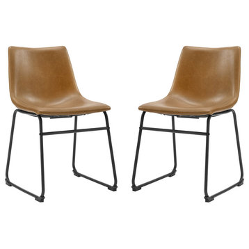 18" Faux Leather Dining Chair 2 pack, Whiskey Brown