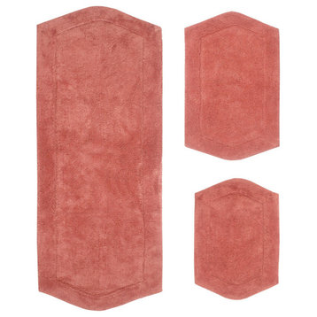 Waterford Collection Tufted Bath Rug, 3-Piece Set With Runner, Coral