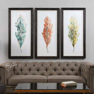 Uttermost Tricolor Leaves Abstract Art - Set of 3