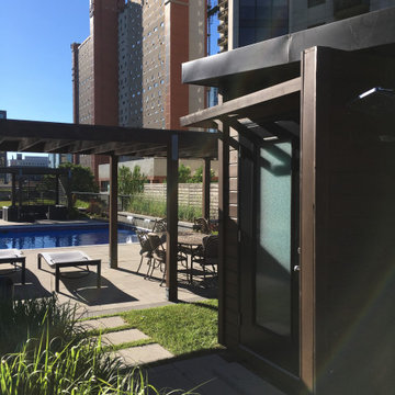 Modern pergola and privacy walls