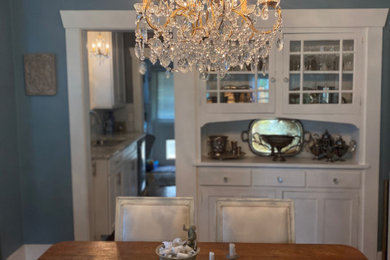 Kitchen with antique chandelier