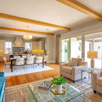Open-Concept Kitchen and Great Room with Rustic Charm and Contemporary Elegance