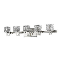 Coralie 5-Light Bath Vanity Polished Nickel Clear Crystal