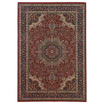 Aiden Traditional Vintage Inspired Red/Blue Rug, 6'7" x 9'6"