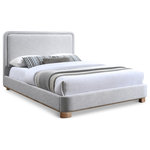 Meridian Furniture - Nolita Linen Textured Fabric Upholstered Bed, Gray, King, Natural Finish - Upgrade the ambiance of your bedroom with the Nolita Linen Textured Fabric Bed. The bed features a luxurious grey-colored linen textured fabric that is not only soft to the touch but also incredibly durable. The solid wood natural finish base adds a touch of elegance and warmth to the overall design. If you're looking for a bed that is both stylish and functional, the Nolita Linen Textured Fabric King Sized Bed is the perfect choice.