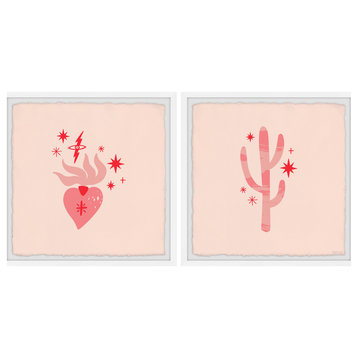 Cactus Hearts Diptych, Set of 2, 12x12 Panels
