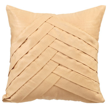 Textured Pintucks 24"x24" Suede Fabric Pillow Shams, Cream No Limits No Lines