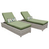 Fairmont Wheeled Chaise Set of 2 Outdoor Wicker Patio Furniture in Cliantro