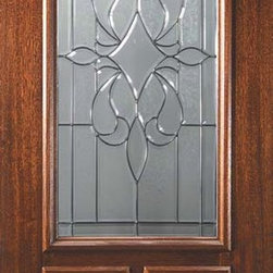 Slab Entry Single Door 80 Mahogany New Orleans 2 Panel 2/3 Lite Glass - Front Doors