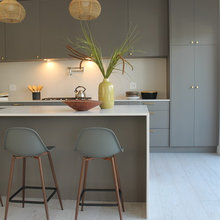 Small scandi kitchen with ceiling to countertop cabinets